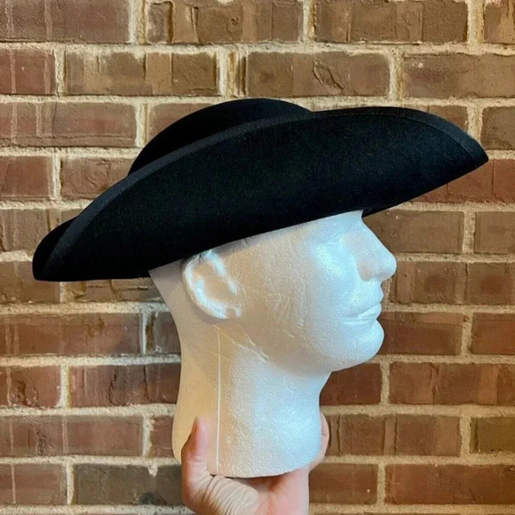 COPY - NEW American Colonial & Revolutionary War Tri-corn Black Wool Felt Hat - Picture 2 of 5